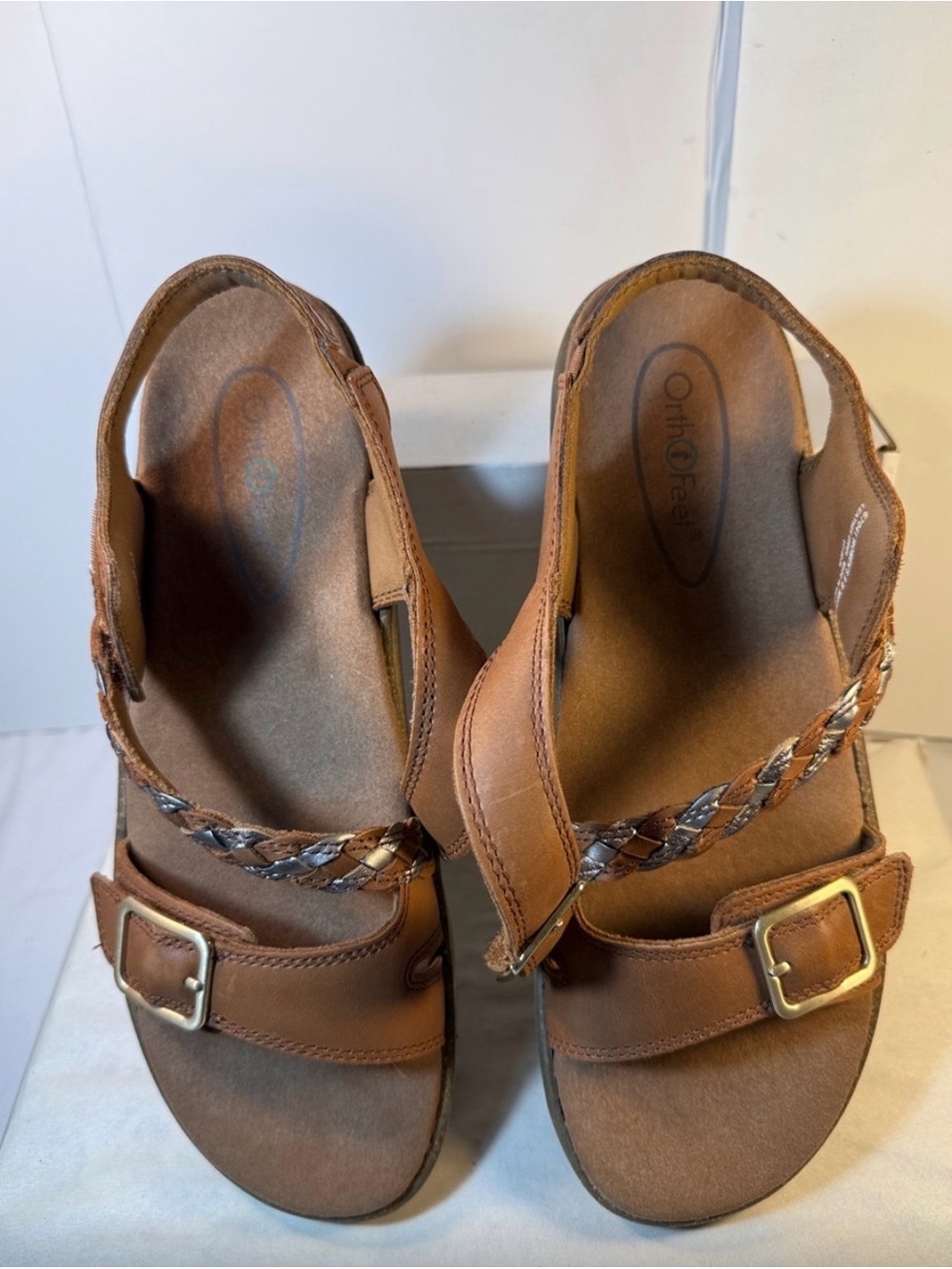Orthofeet Wedge Sandals in Brown with Adjustable Buckles Like New - Picture 5 of 8
